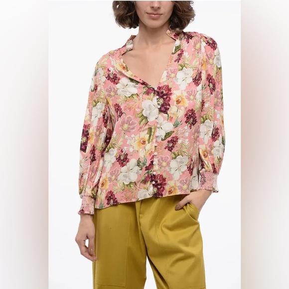Alice + Olivia Floral-Printed Blouse with Jewel Buttons (size M) - Picture 5 of 13